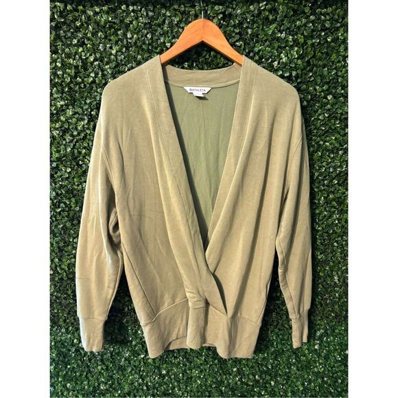Athleta Purana V Neck Wrap Sweatshirt Green Heather Size Small - Picture 1 of 4